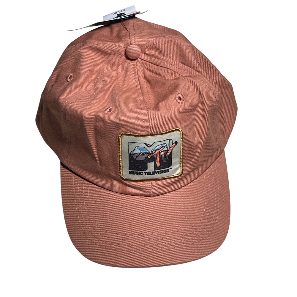 MTV Music Television Logo Baseball‎ Cap Hat Salmon Pink Cotton Adjustable